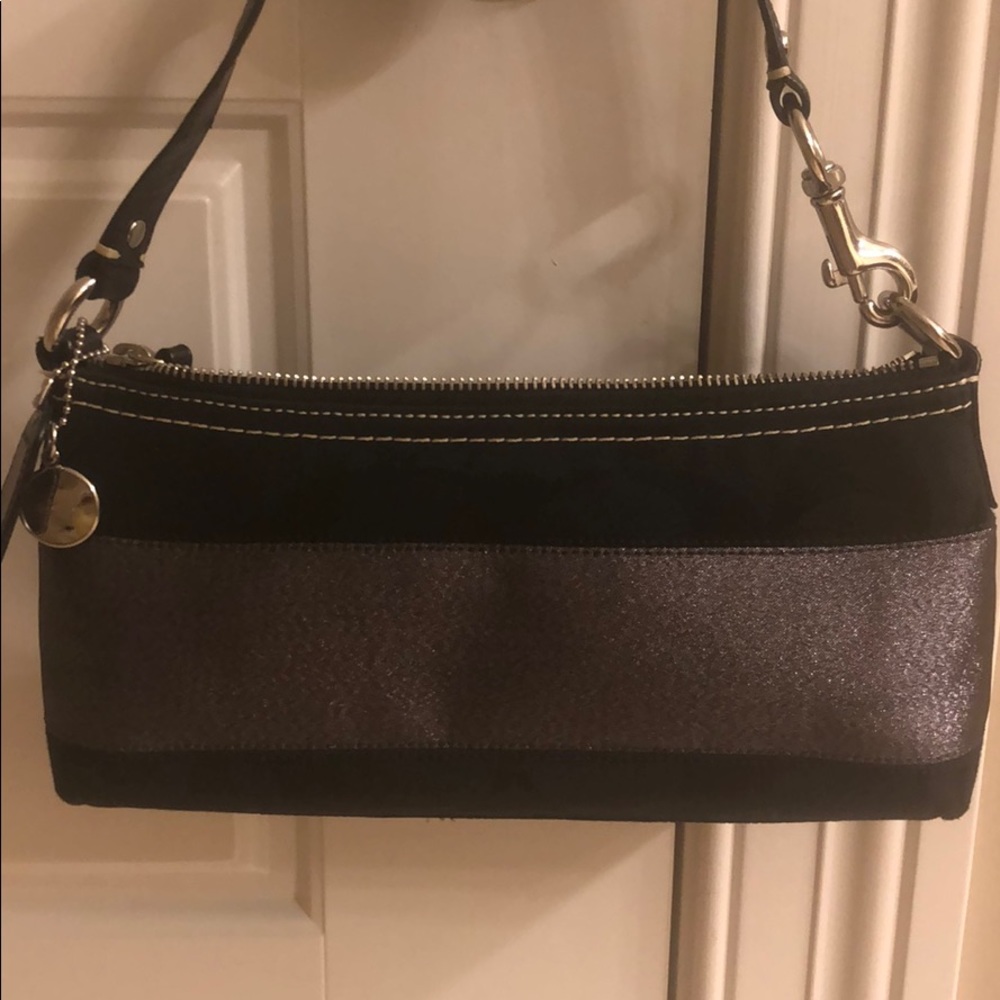 Coach signature striped shoulder bag